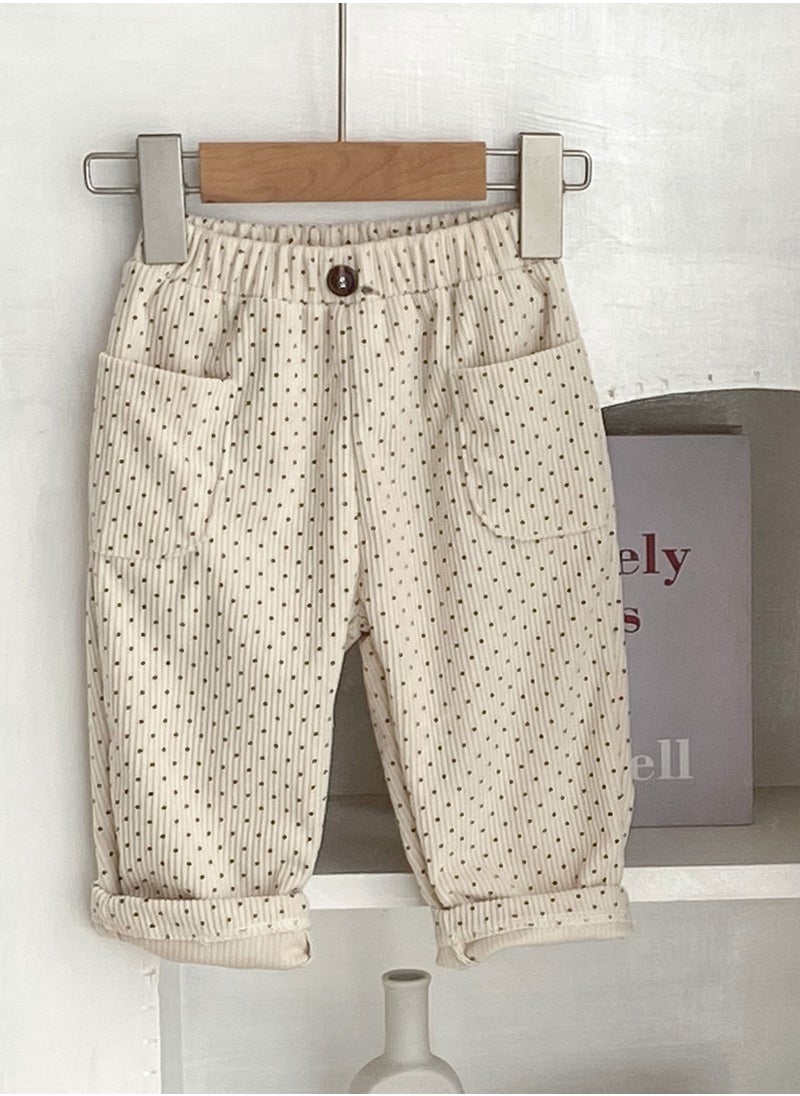 Bafanou Bafanou Baby Spring Pants 0-3Y Corduroy Autumn Polka Dot Infant Unisex Trousers  - Image 4