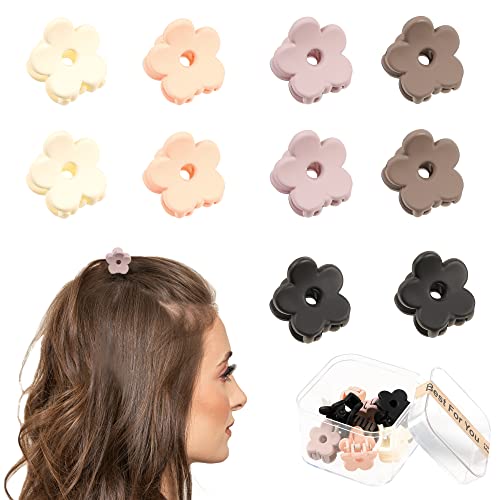 Ivyu Small Claw Hair Clips for Women Girls 10 Pcs Mini Flower Hair Clips Tiny Claw Clips for Thin Hair Strong Hold Cute Jaw Clip Nonslip Hair Styling Accessories - Image 1