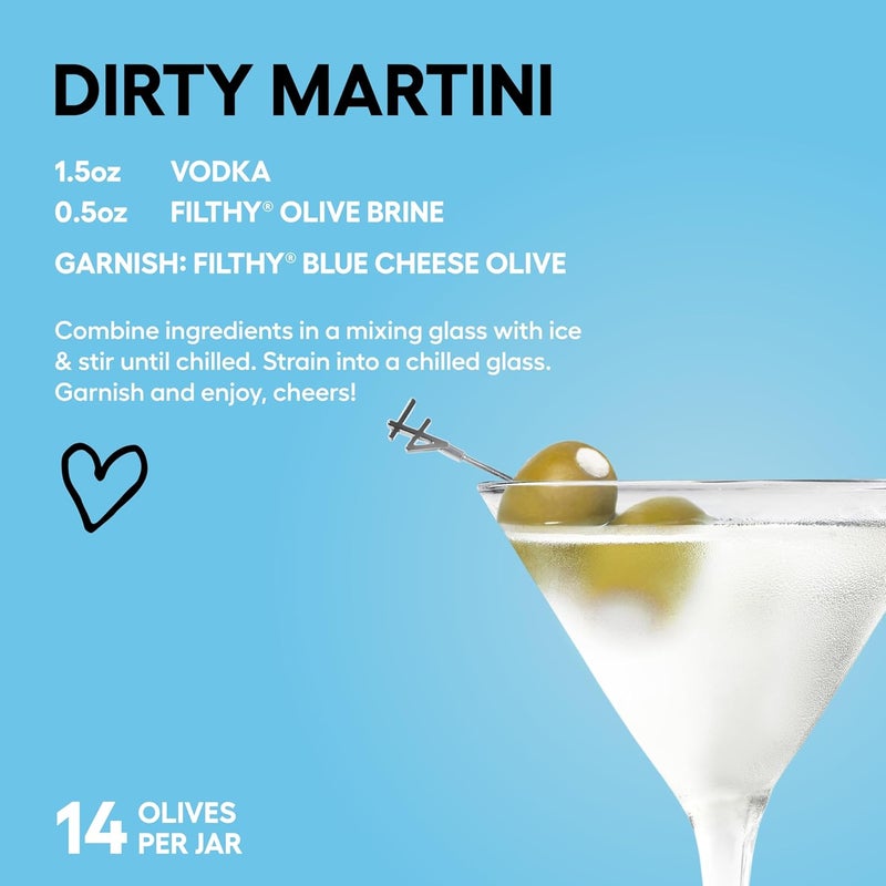 Filthy Food Filthy Blue Cheese Stuffed Olives - Premium Cocktail Garnish in 8.5 Oz Jar - Image 5