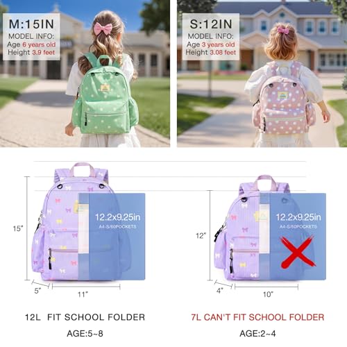STEAMEDBUN Corduroy Toddler Backpack for Girls 24 Kids backpack for Girls 12 inch Preschool Kindergarten Backpacks Purple Bow - Image 3