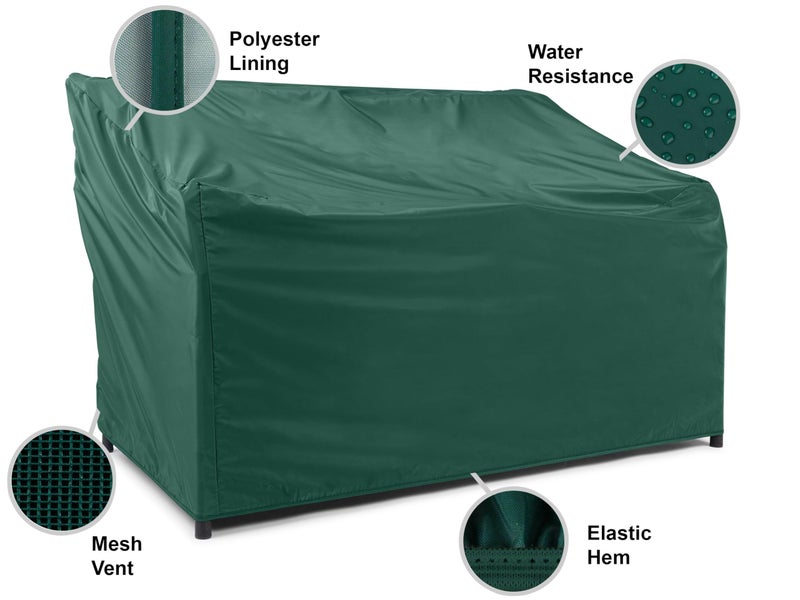 Covermates Classic Outdoor Patio Sofa Cover â€“ Heavy-Duty 12-Gauge Vinyl with Polyester Lining, Elastic Hem & Mesh Vent for Moderate Weather Protection, 76W x 36D x 36H, Green - Image 3