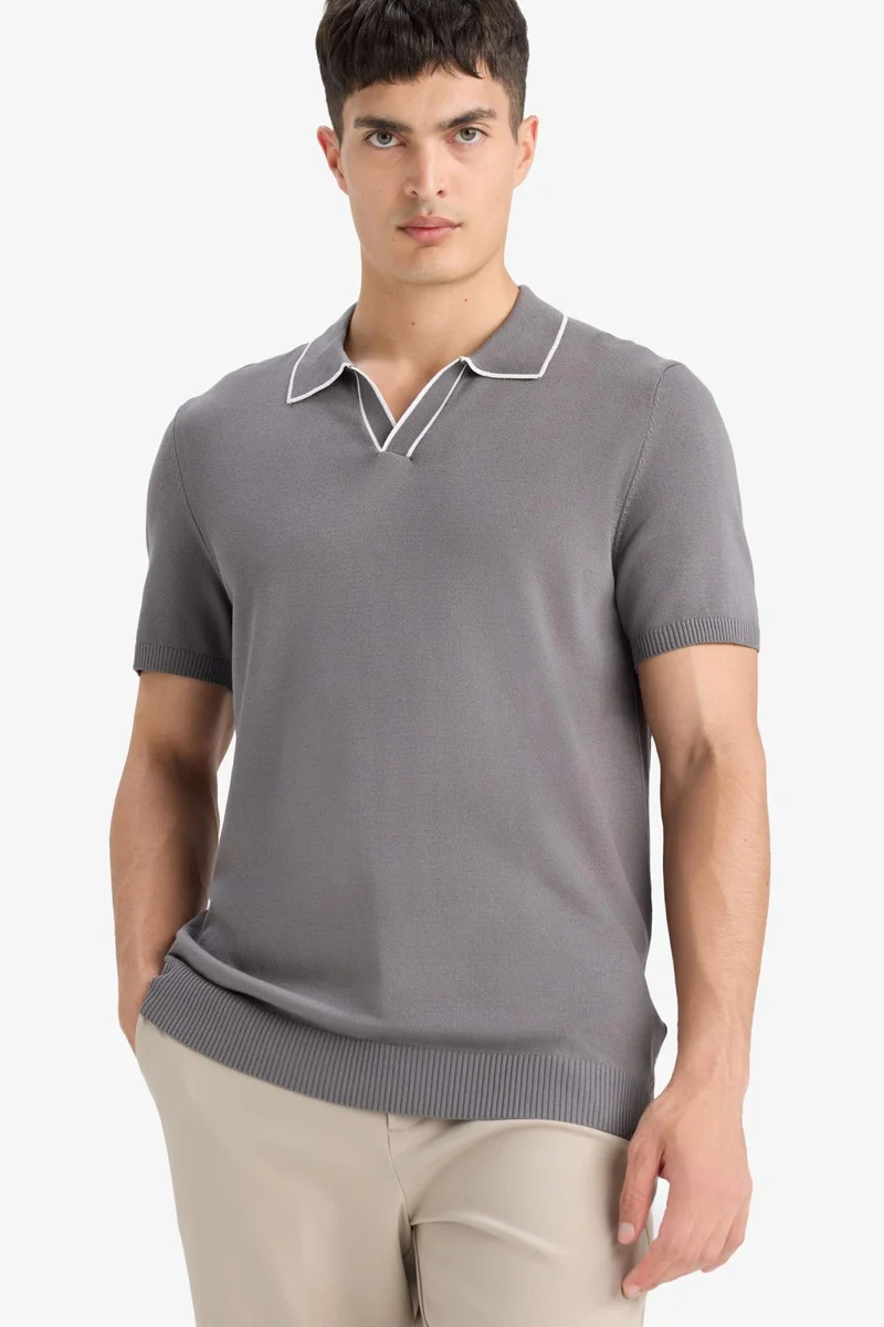 DeFacto Modern Fit Short Sleeve Knitwear Polo T-Shirt