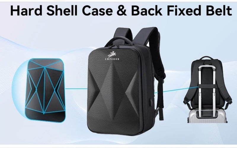 TRUE HUMAN® EMPEROR Premium HardShell Weekender Backpack 15.6 inch Padded USB Charging Port Laptop Office Travel College Business Bag Adjustable Shoulder Straps Daily Purpose for Men women Boys Girls - Image 5