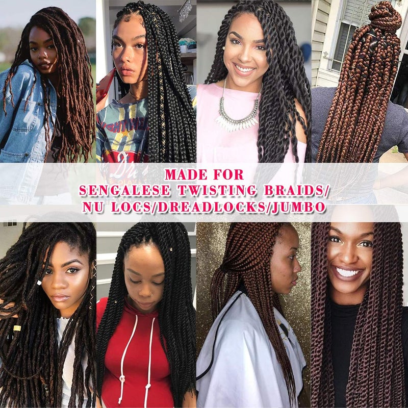 Youngther 100% Brazilian Wool Hair Acrylic Yarn for African Braids/Senegalese Twist/Faux Locs/Wraps and Crochet Hook(4 Roll,Coffee Brown) - Image 5