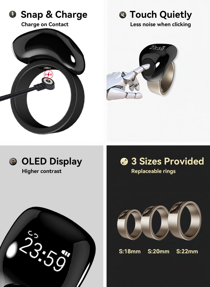 يو إل اتش واي سي خاتم تسبيح ذكر ذكي، عداد قابل للتعديل، مقاس (18 و20 مم)، يدعم التطبيق، خاتم تذكير بالصلاة، خاتم ذكر مضاد للماء، للمسلمين (اللون الأصلي معدني للغاية) - Image 3