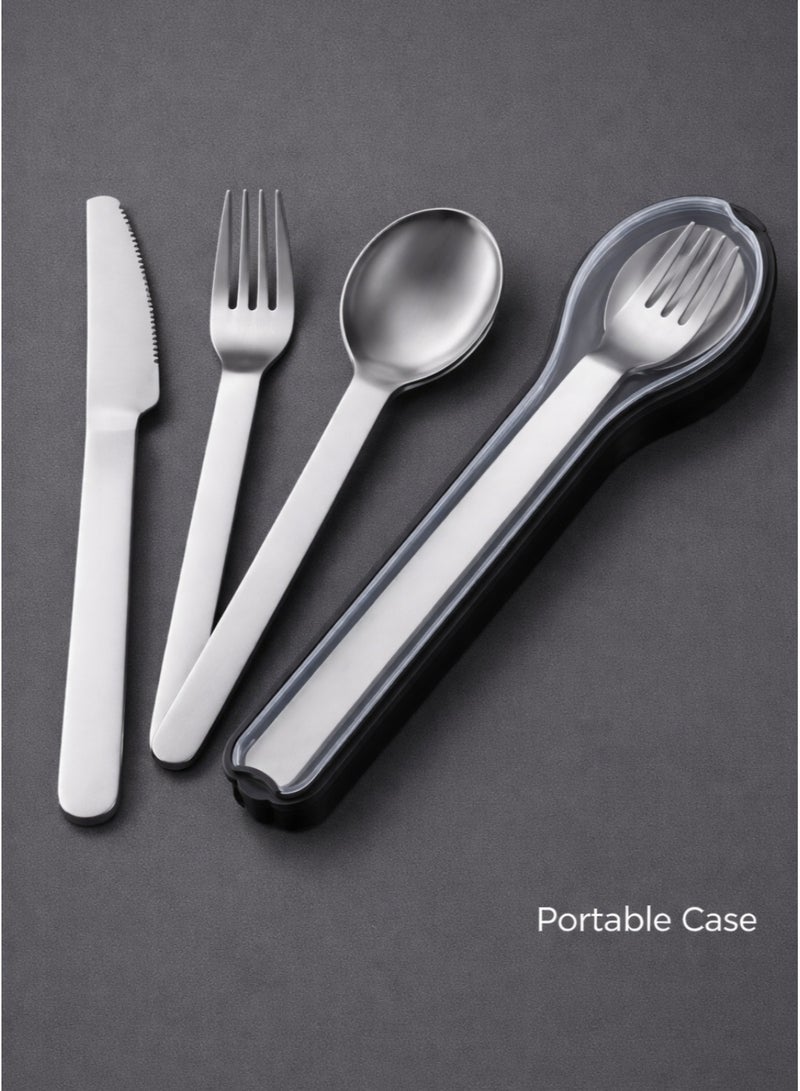 IKBEN Portable Stainless Steel Cutlery Set – 4pcs Reusable Travel Utensils with Hard Case for Office, School & Picnic - Image 2