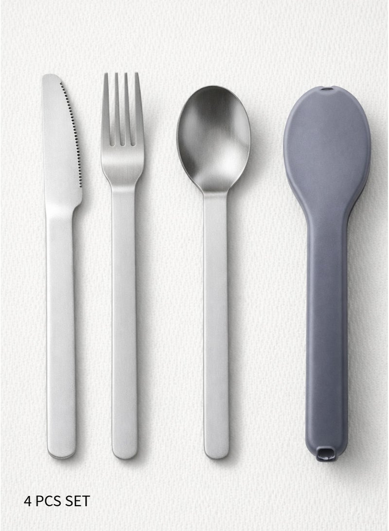 IKBEN Portable Stainless Steel Cutlery Set – 4pcs Reusable Travel Utensils with Hard Case for Office, School & Picnic - Image 1