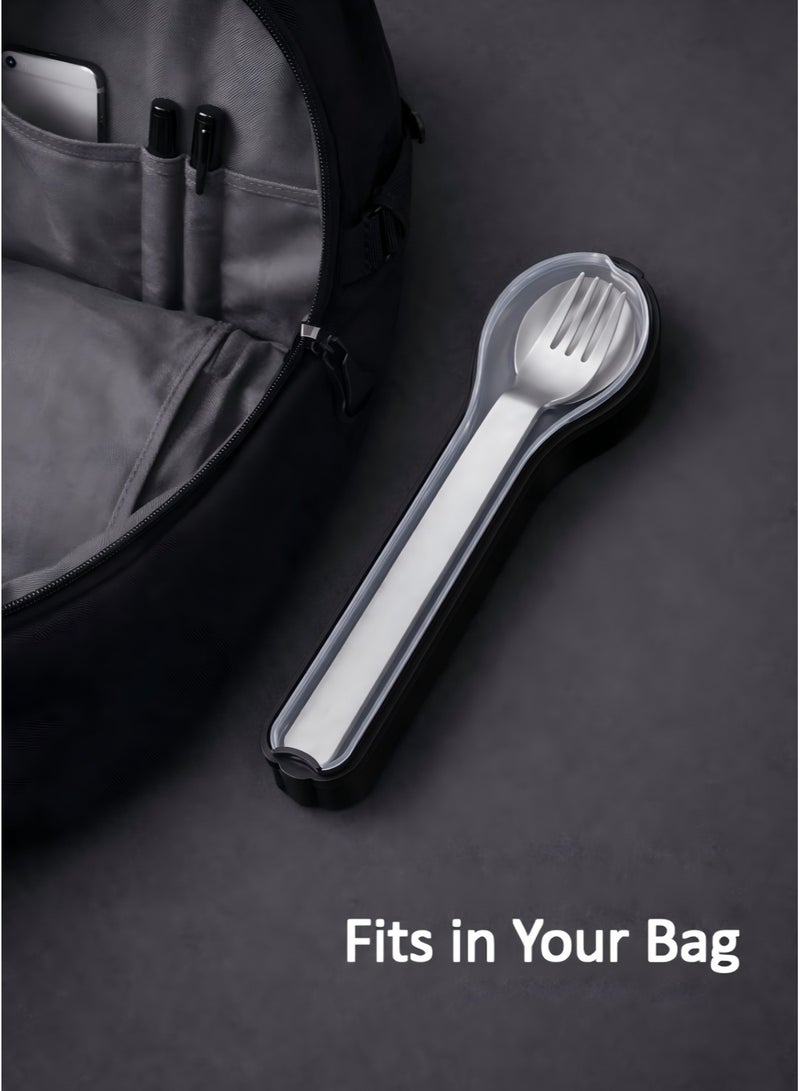 IKBEN Portable Stainless Steel Cutlery Set – 4pcs Reusable Travel Utensils with Hard Case for Office, School & Picnic - Image 3