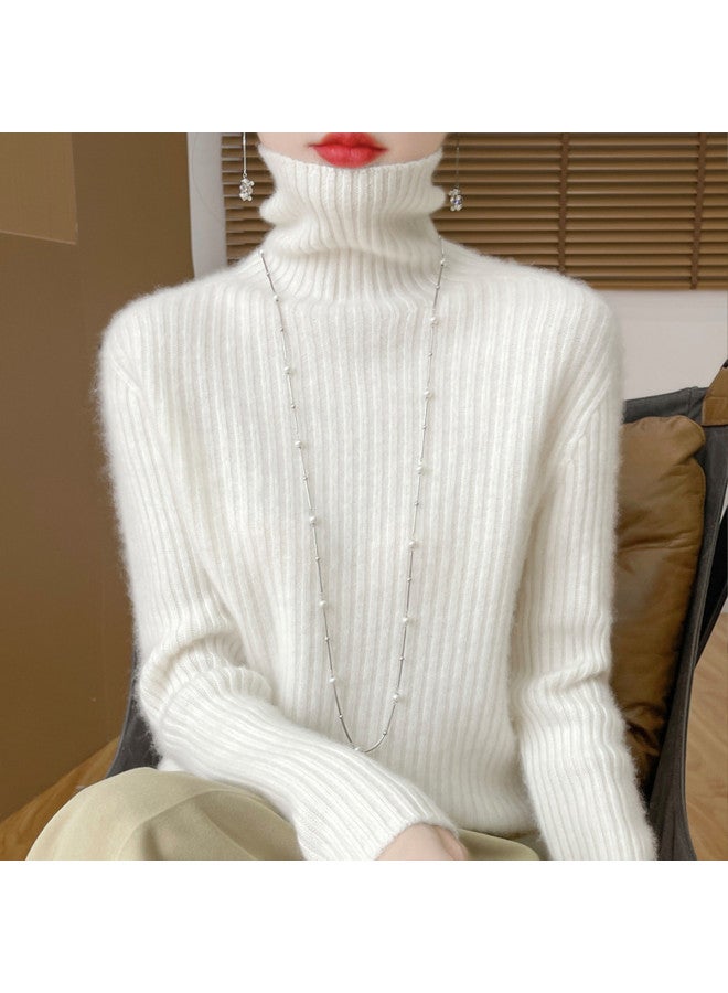 Modal Solid Color Elegant High Neck Thick Rib Long Sleeve Knitted Base Shirt Women Autumn Winter Fashion Casual Versatile Sweater Inner Wear Top - Image 2