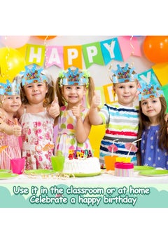 Excefore 50 Pcs Birthday Crowns for Kids, Paper Birthday Party Hats, Happy Birthday Paper Crowns for Boys Girls, Family Classroom School Birthday Party Decor Supplies  - Image 5
