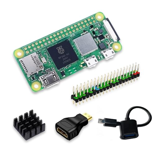 SANOOV Raspberry Pi Zero 2 W Basic Kit, Pi Zero 2 W Board, Aluminum Heatsink, USB OTG Cable, Mini HDMI-USB Adapter, 40 Pin Header - Image 1