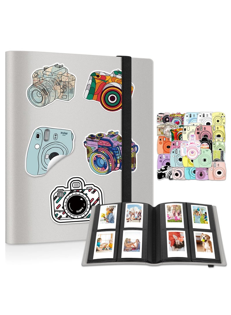 HaHaHai 160 Pockets Mini Photo Album for Fujifilm Instax Mini Camera, Polaroid Snap, Z2300, SocialMatic Instant Cameras & Zip Instant Printer with 50 Colorful Stickers (160 pockets, Gray) - Image 1