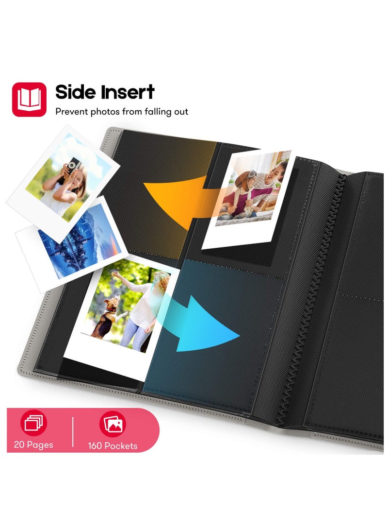 HaHaHai 160 Pockets Mini Photo Album for Fujifilm Instax Mini Camera, Polaroid Snap, Z2300, SocialMatic Instant Cameras & Zip Instant Printer with 50 Colorful Stickers (160 pockets, Gray) - Image 3
