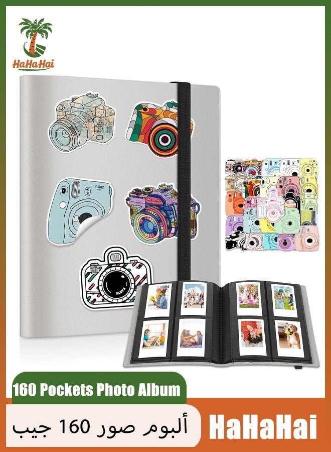 هاهاهاي ألبوم صور صغير بـ 160 جيبًا لكاميرا فوجي فيلم إنستاكس ميني وبولارويد سناب وZ2300 وكاميرات سوشيال ماتيك الفورية وطابعة فورية من زيب مع 50 ملصقًا ملونًا (160 جيبًا، رمادي)ألبوم صور صغير بـ 160 جيبًا لكاميرا فوجي فيلم إنستاكس ميني وبولارويد سناب وZ2300 وكاميرات سوشيال ماتيك الفورية وطابعة فورية من زيب مع 50 ملصقًا ملونًا (160 جيبًا، رمادي) - Image 1