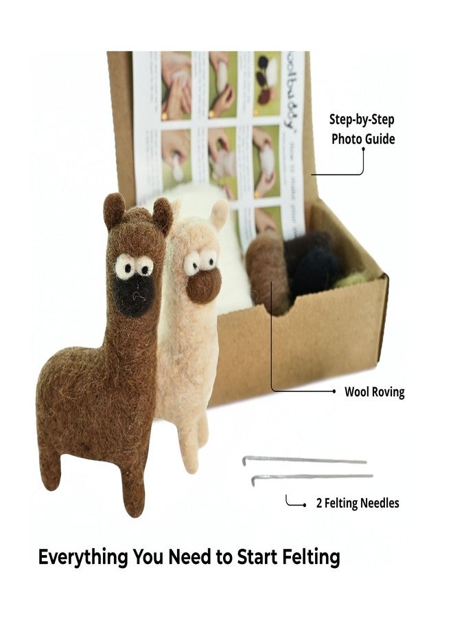 Woolbuddy Needle Felting Kit for Beginners & Adults - Llama DIY Felt Animal Starter Kit with Natural Wool Roving, Felting Needles & Step-by-Step Instructions - Image 2