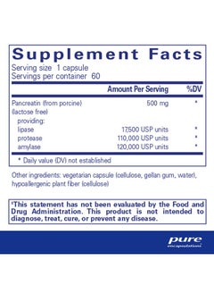 Pure Encapsulations Pancreatic Enzyme Formula ; Supplement To Support The Optimal Digestion Of Food And Absorption Of Nutrients* ; 60 Capsules  - Image 3