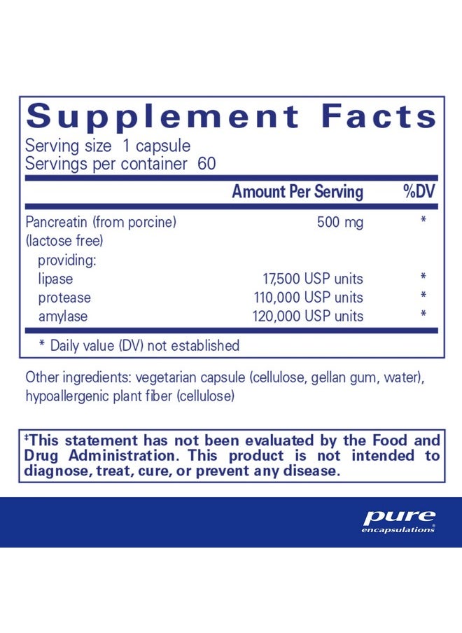 Pure Encapsulations - Pancreatic Enzyme Formula ; Supplement To Support The Optimal Digestion Of Food And Absorption Of Nutrients* ; 60 Capsules - Image 1