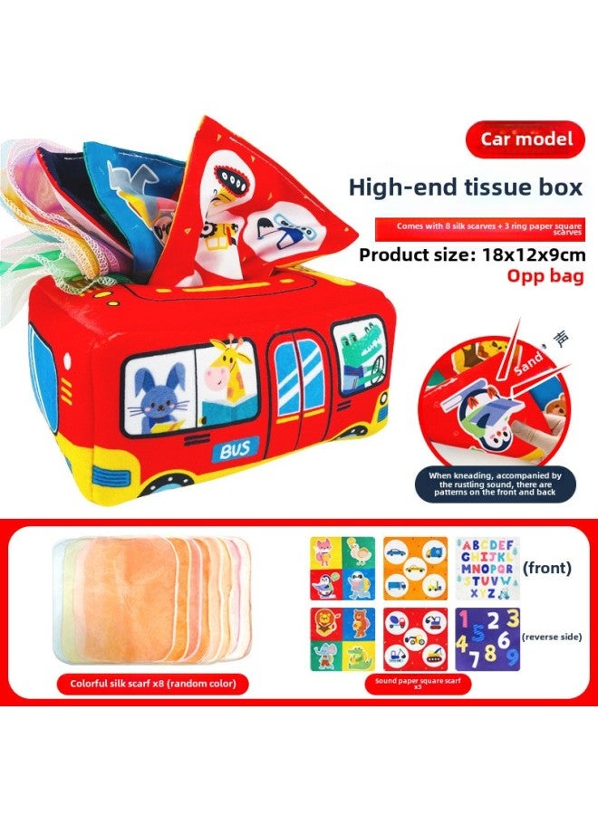 Tear-Resistant Baby Cloth Book Early Education Toy Infant Tissue Box Gift For 0-3 Years Old Babies Visual And Sensory Development-Color:New-car Tissue Box ]  - Image 1