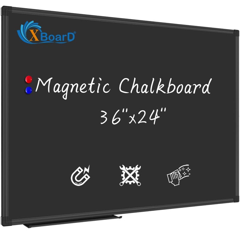 XBoard Magnetic Chalkboard Blackboard 36 x 24, Chalkboard Signs with Black Aluminium Frame, Pin Collections - Image 1