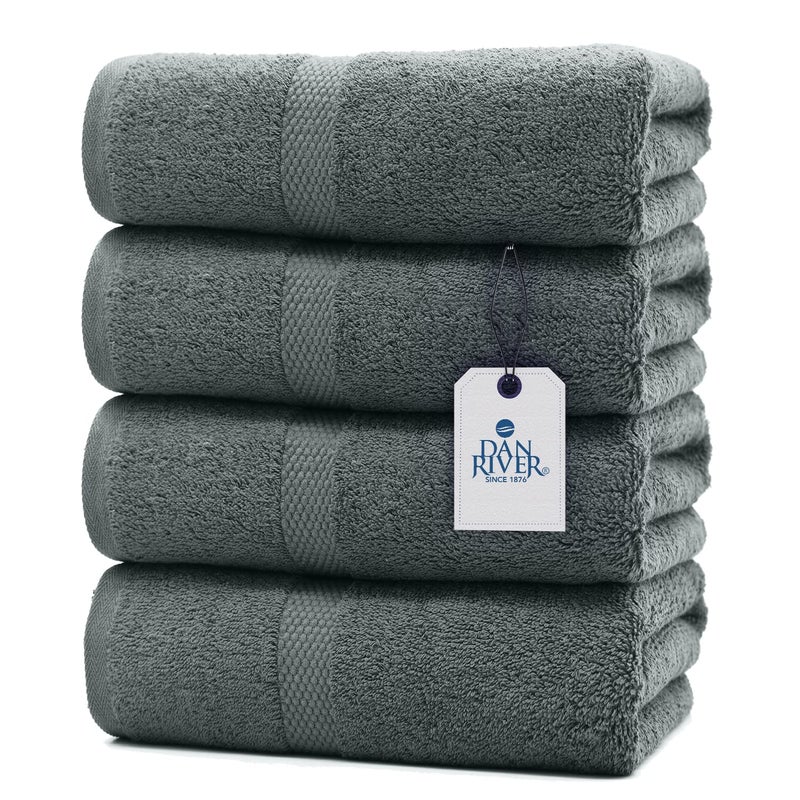 DAN RIVER 100 Ring Spun Cotton Premium Bath Towels 27x54 inches Pack of 4 Grey 550 GSM  Soft Lightweight Highly Absorbent Towels for Bathroom Spa Gym Perfect for Daily use
