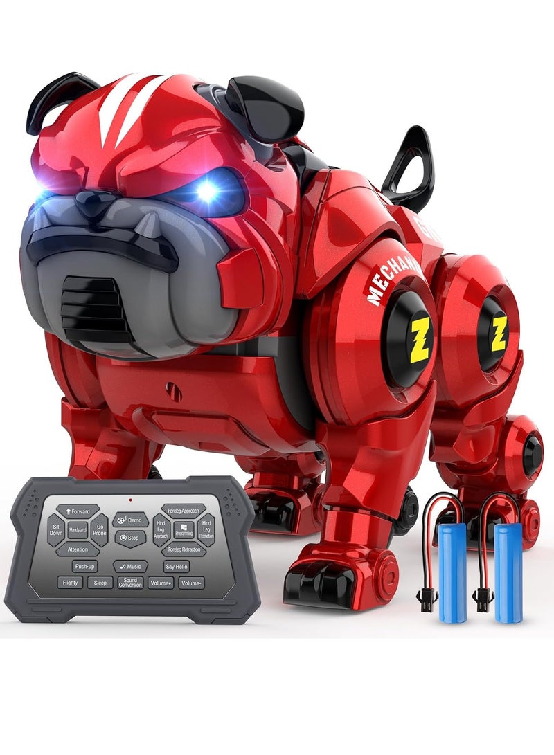 كلب آلي للأطفال، كلب روبوت روبوت قابل لإعادة الشحن قابل للبرمجة عن بعد مع وظيفة الغناء والرقص واللمس، لعبة كلب آلي للأولاد من سن 5 6 7 8 8 9 10+ هدايا أعياد الميلاد، أحمر - Image 1