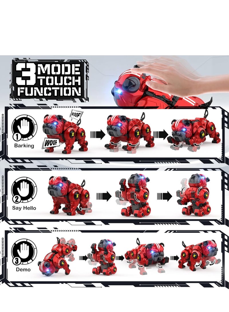 كلب آلي للأطفال، كلب روبوت روبوت قابل لإعادة الشحن قابل للبرمجة عن بعد مع وظيفة الغناء والرقص واللمس، لعبة كلب آلي للأولاد من سن 5 6 7 8 8 9 10+ هدايا أعياد الميلاد، أحمر - Image 3
