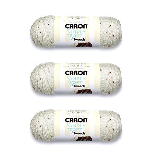 Caron Simply Soft Off White Tweeds Yarn - 3 Pack of 141g/5oz - Acrylic - 4 Medium (Worsted) - 250 Yards - Knitting/Crochet - Image 3