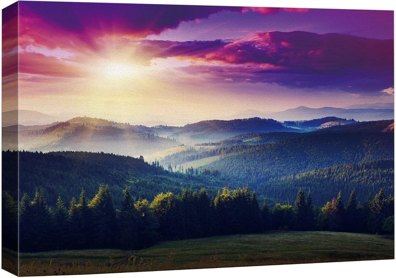 wall26 Canvas Print Wall Art - Sunrise Over Mountains - Image 1