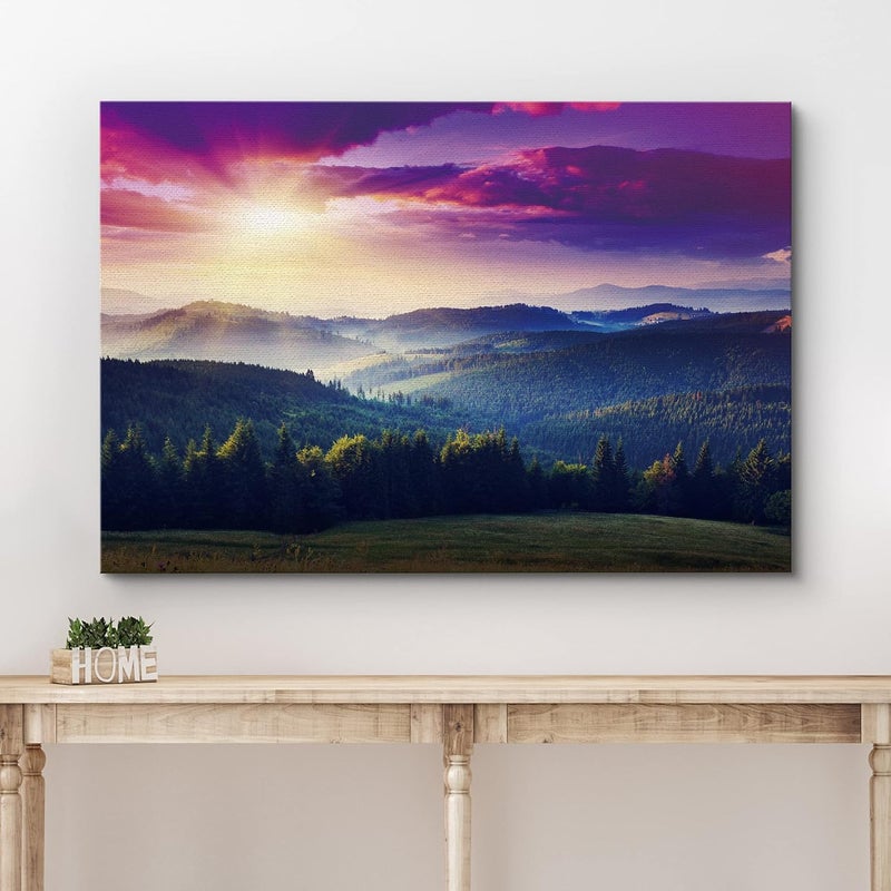 wall26 Canvas Print Wall Art - Sunrise Over Mountains - Image 3