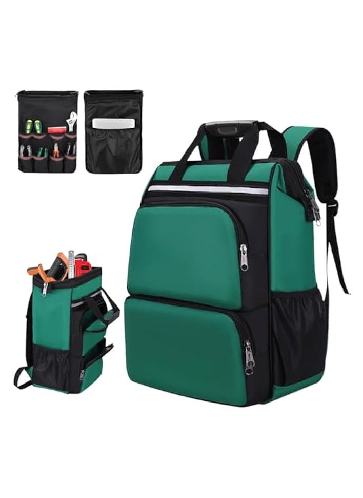 erorex Tool Backpack Bag Heavy Duty Jobsite Tool Backpack, Durable Handle Shoulder Strap Waterproof Electrician Organizer with 13 Pockets, Large Industrial Construction Work Storage Carrier Bag for Hand Tool  - Image 1