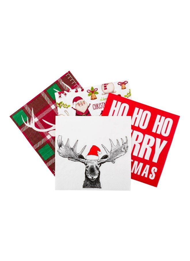 Restaurantware 13 Inch Paper Luncheon Napkins, 500 Holiday Moose Design Printed Napkins - 3-Ply, Textured Edges, White Paper Decorated Napkins, Soft And Strong, For Parties Or Catering Events  - Image 1
