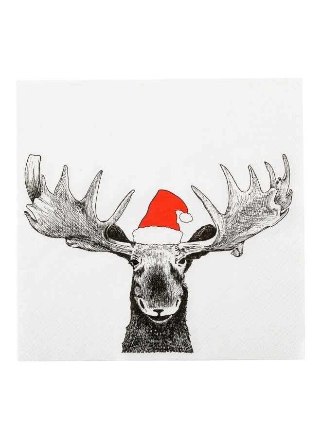 Restaurantware 13 Inch Paper Luncheon Napkins, 500 Holiday Moose Design Printed Napkins - 3-Ply, Textured Edges, White Paper Decorated Napkins, Soft And Strong, For Parties Or Catering Events  - Image 2