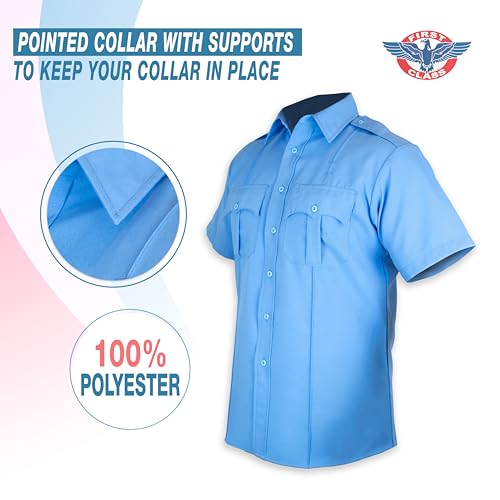 First Class Short-Sleeve Uniform Shirt L Light Blue - Image 4