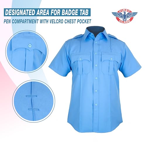 First Class Short-Sleeve Uniform Shirt L Light Blue - Image 2