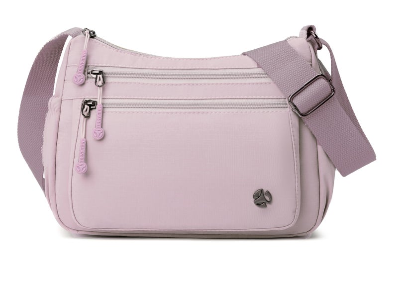 Wytidian Crossbody Bags for Women Waterproof Nylon Shoulder Bag Roomy Multiple Pockets Messenger Purses Handbags (Pink Purple) - Image 1