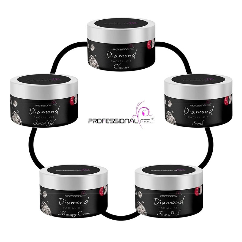 Professional Feel Diamond Facial Kit Instant Glow Beauty Parlour Facial Kit Pro Active All Type of Skin Solution for men women skin glow fairness 500 gm Set of 5 - Image 4