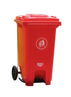 Generic Outdoor Trash & Garbage Bin | Functional Waste Bin | Durable Plastic Finish | Rubber-Wheeled & Mobile | Suitable For Outdoor Areas, Villas, Malls, Restaurants, & More | 120 Liters | Red 