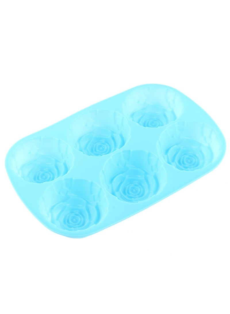 2-piece food grade silicone cake mold handmade 6-cavity rose flower high temperature resistant ice cube candy chocolate cake biscuit cupcake baking mold  - Image 2