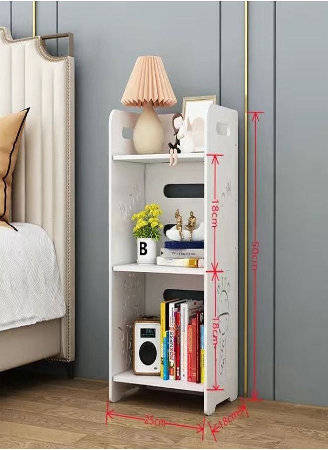 fashionhome حامل خزانة أثاث منزلي للحمام متعدد الأغراض باللون الأبيض مقاس 25 × 18 × 50 سم  - Image 2