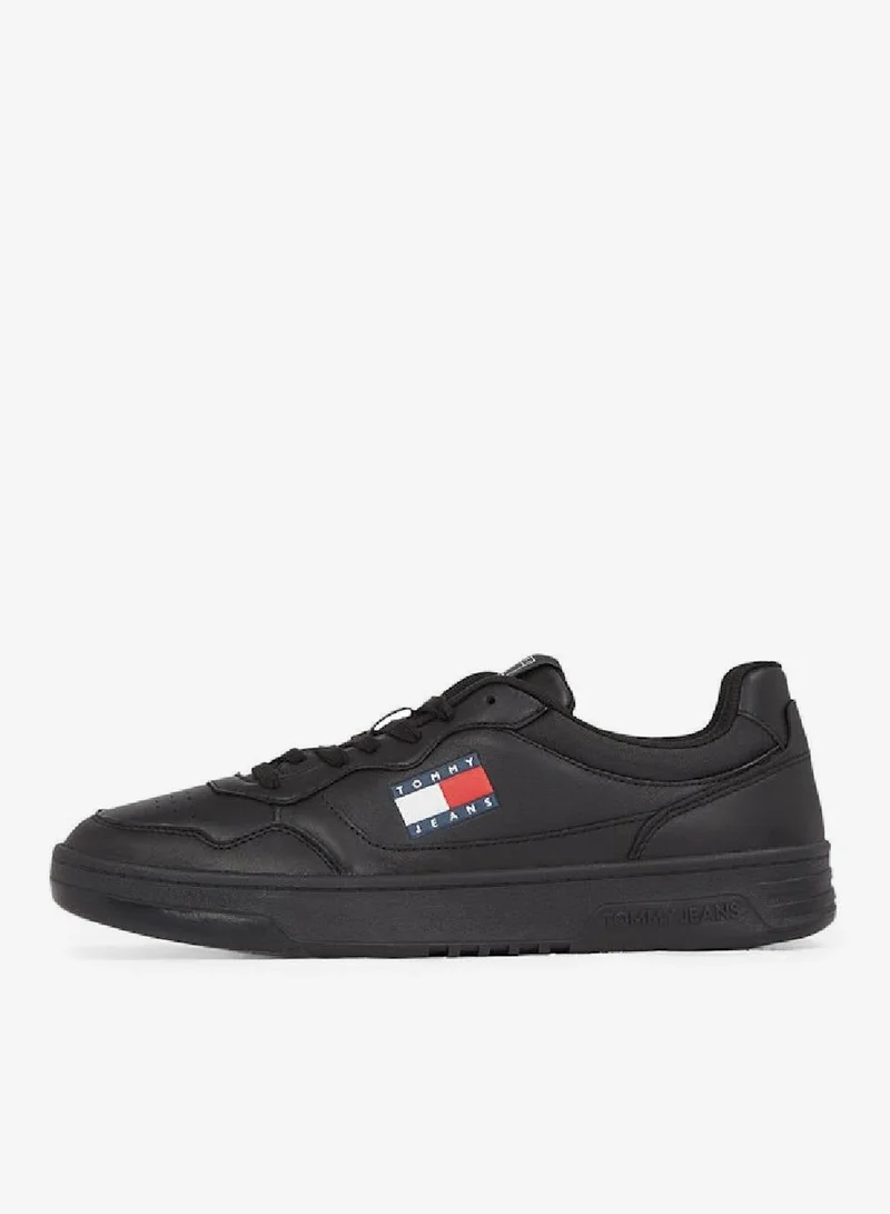 TOMMY JEANS Black Embossed Cupsole Trainers With Leather for Men | Best Price UAE