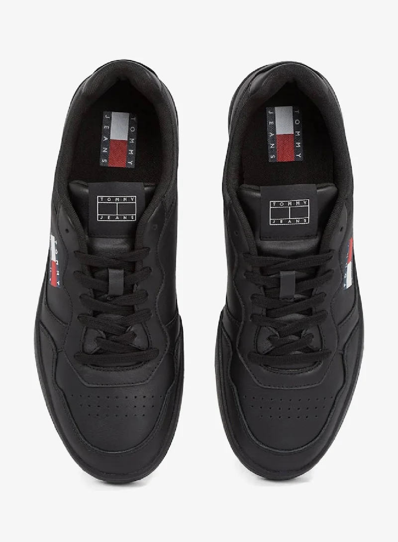 TOMMY JEANS Black Embossed Cupsole Trainers With Leather for Men | Best Price UAE