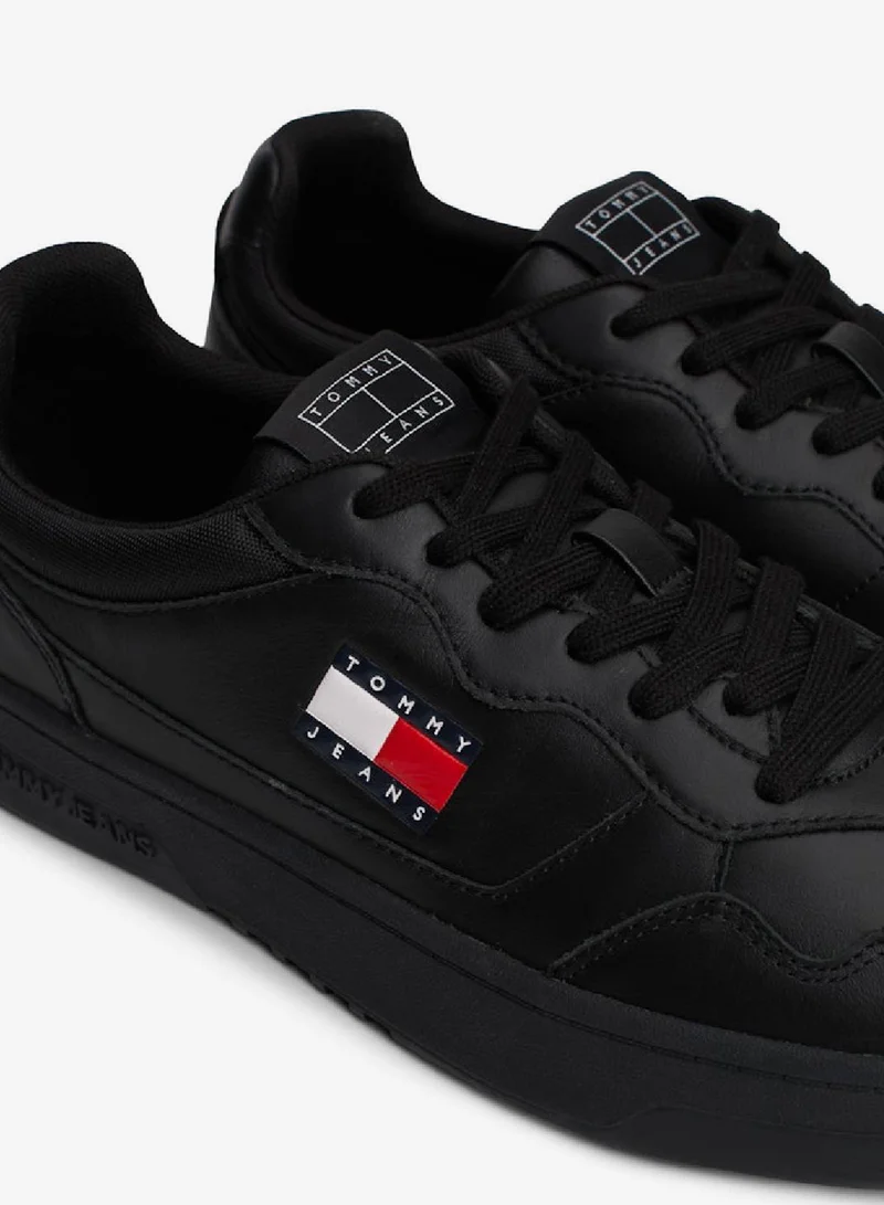 TOMMY JEANS Black Embossed Cupsole Trainers With Leather for Men | Best Price UAE