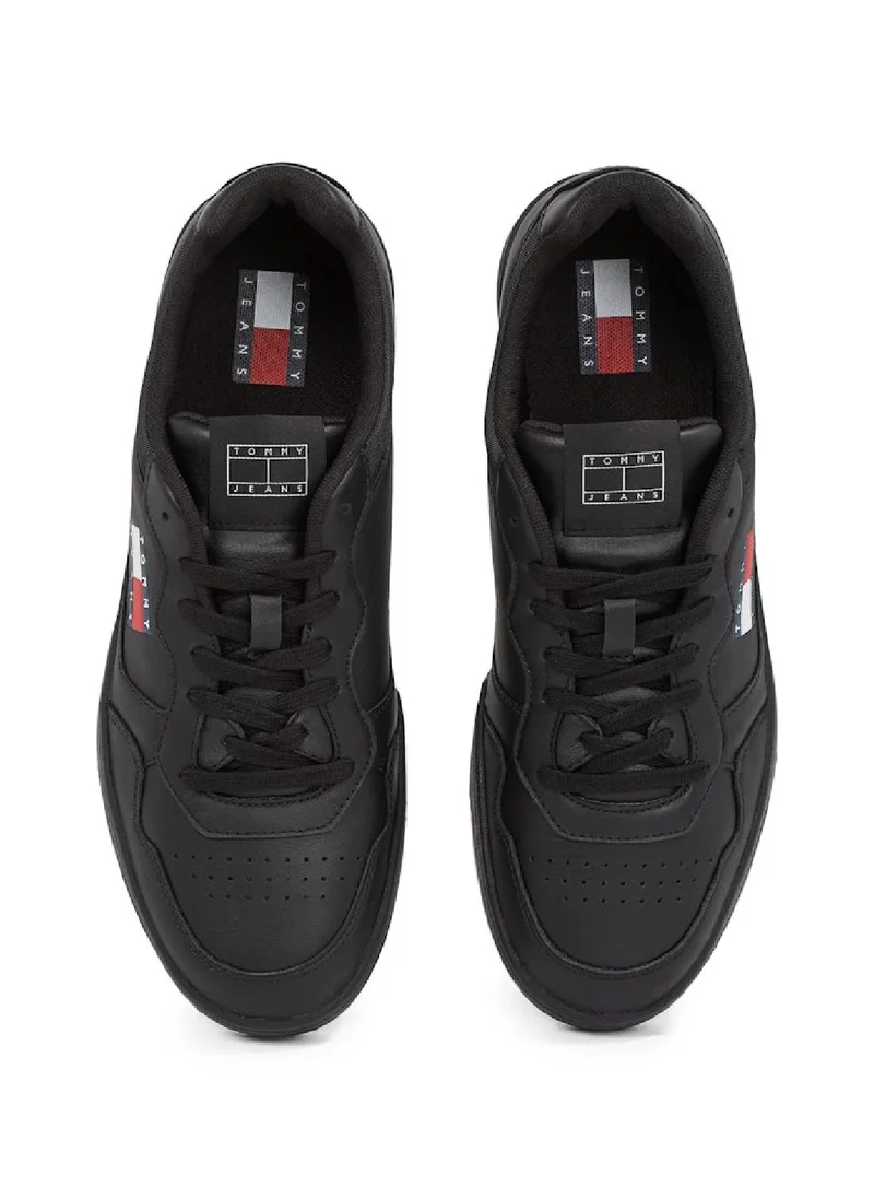 TOMMY JEANS Men's Cupsole Sneakers - Leather, Black