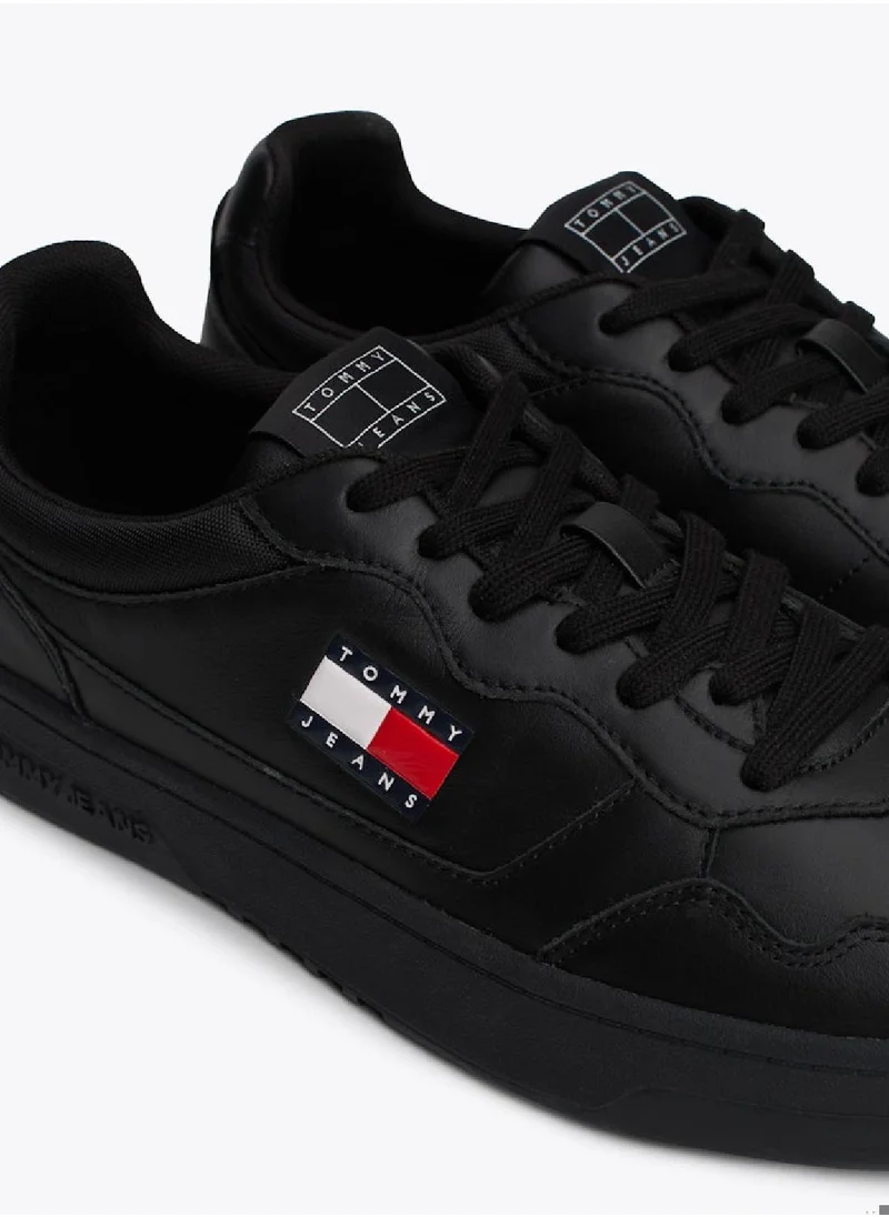 TOMMY JEANS Men's Cupsole Sneakers - Leather, Black