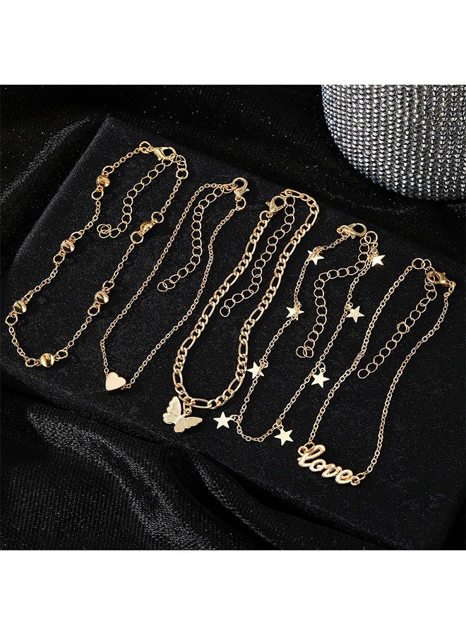 Ba Love Layering Infinity Love Anklets Set for Women, Dainty 14K Gold Plated Pearl Heart Butterfly Star Pendent Anklets Bracelets Beach Foot Chain Ankle Jewelry - Image 2