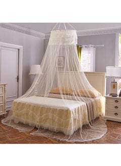 Y&D Anti-Mosquito Net With High Circular Ceiling Dome Polyester With Adhesive Hook Yellow  - Image 1