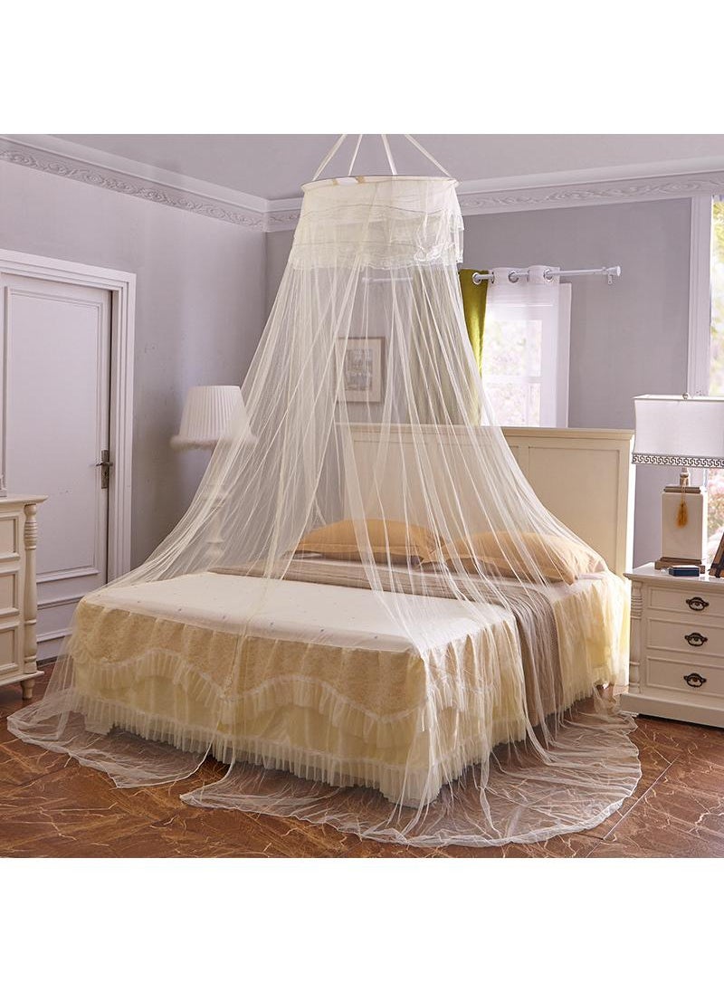 Y&D - Anti-Mosquito Net With High Circular Ceiling Dome Polyester With Adhesive Hook Yellow - Image 1