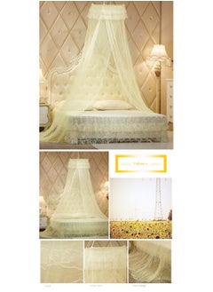 Y&D Anti-Mosquito Net With High Circular Ceiling Dome Polyester With Adhesive Hook Yellow  - Image 2
