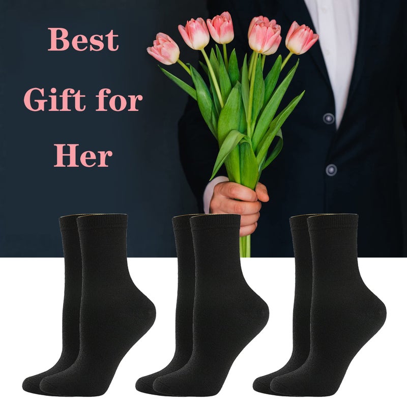 BISOUSOX Merino Wool Socks for Women Thin Black Womens Dress Socks Lightweight Crew Smart Wool Hiking Socks for Women - Image 2