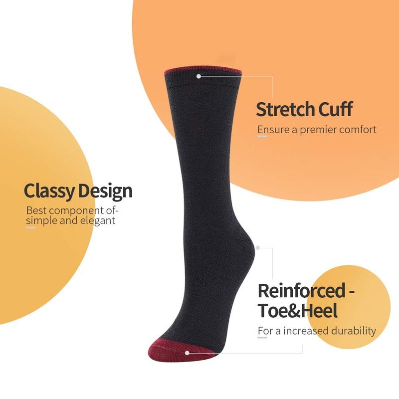 BISOUSOX Merino Wool Socks for Women Thin Black Womens Dress Socks Lightweight Crew Smart Wool Hiking Socks for Women - Image 4